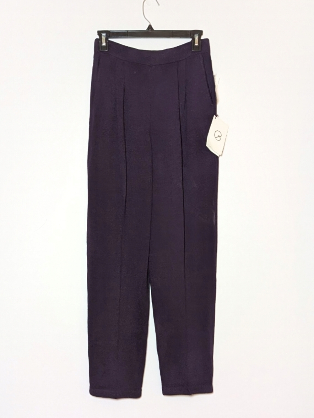 NWT St John Collection Santana Knit Pants Marie Gray Eggplant Purple Trouser 4